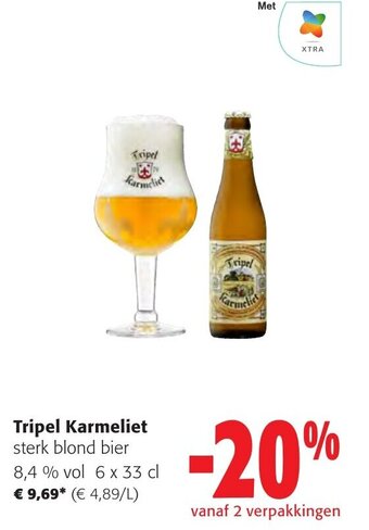 Colruyt Tripel Karmeliet sterk blond bier 8,4 % vol 6 x 33 cl aanbieding