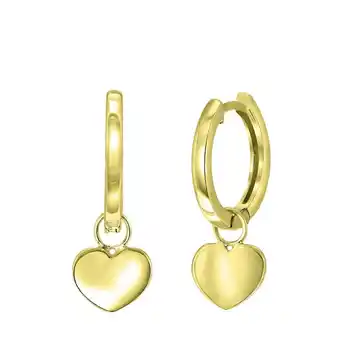 Bol.com Lucardi dames oorbellen rhodiumplated hart - oorbellen - cadeau - echt zilver - goudkleurig aanbieding
