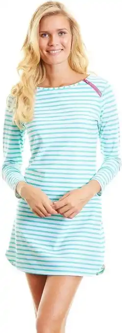 Cabana life jurk dames met rits gestreept - groen - maat 44 (xl)