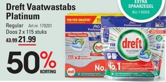 Sligro Dreft Vaatwastabs Platinum Regular Doos 2 x 115 stuks aanbieding