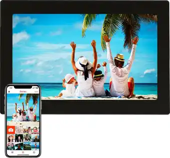 Bol.com Denver digitale fotolijst 10.1 inch - glas display - hd - frameo app - fotokader - wifi - ips touchscreen - 16gb - pff1015b aanbieding