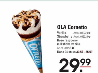 Sligro OLA Cornetto Vanille, Strawberry , Rose raspberry milkshake vanilla Doos 24 stuks aanbieding