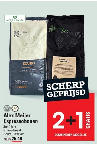 Sligro Alex Meijer Espressobonen Zak 1 kilo aanbieding