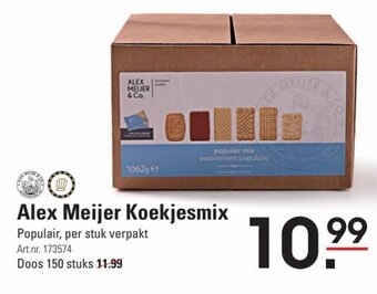 Sligro Alex Meijer Koekjesmix Populair, per stuk verpakt Doos 150 stuks aanbieding