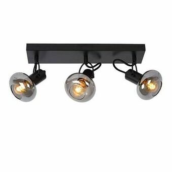 Leen Bakker Lucide plafondspot Madee - zwart - 38x9x18 cm - Leen Bakker aanbieding