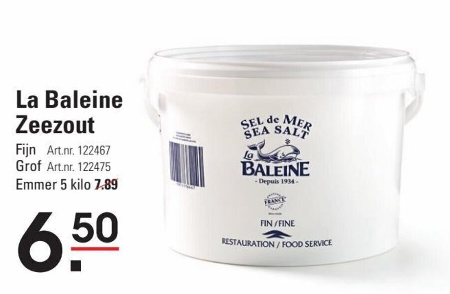 La Baleine Zeezout , 5 kilo promotie bij Sligro