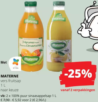 Spar Colruyt MATERNE vers fruitsap 1L aanbieding