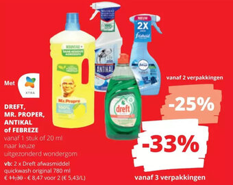 DREFT, MR. PROPER, ANTIKAL of FEBREZE vanaf 1 stuk of 20 ml naar keuze uitgezonderd wondergom