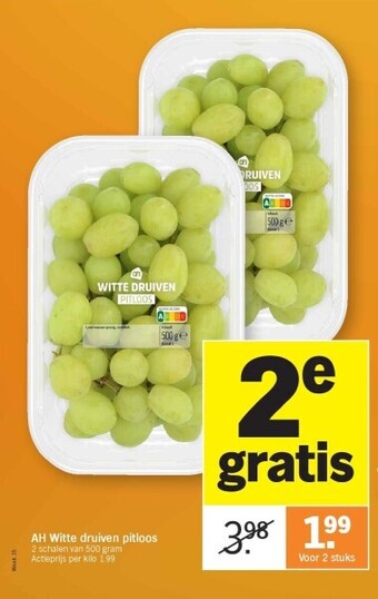 Albert Heijn Ah witte druiven pitloos aanbieding