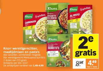 Albert Heijn Knorr wereldgerechten, maaltijdmixen en pasta's aanbieding