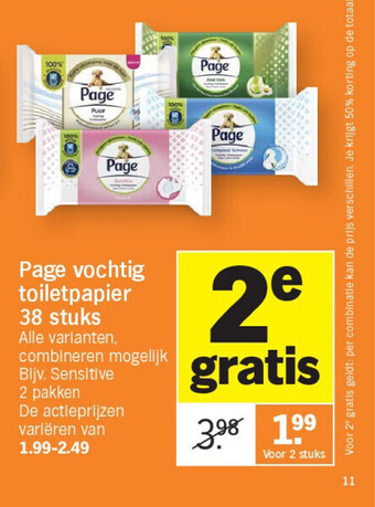 Albert Heijn Page vochtig toiletpapier 38 stuks aanbieding