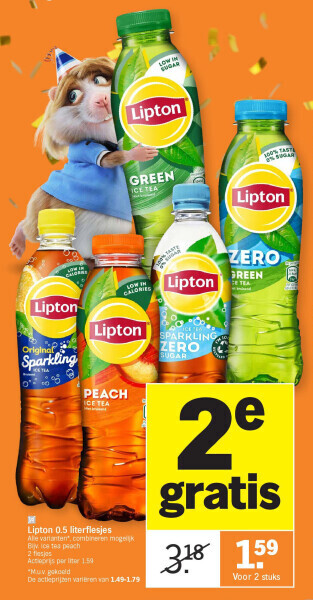 Albert Heijn Lipton 0.5 literflesjes aanbieding
