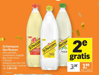 Albert Heijn Schweppes literflessen aanbieding
