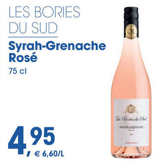 Prik en Tik LES BORIES DU SUD Syrah-Grenache Rosé 75 cl aanbieding