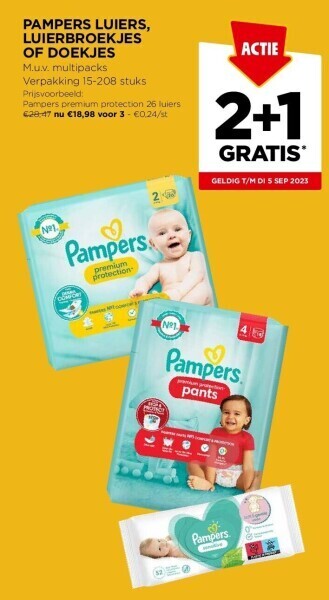 Jumbo Pampers luiers, luierbroekjes of doekjes aanbieding