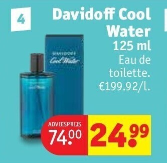 Kruidvat Davidoff cool water 125 ml aanbieding