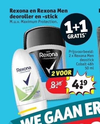 Kruidvat Rexona en rexona men deoroller en -stick aanbieding