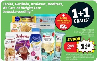 Kruidvat Céréal, gerlinéa, kruidvat, modifast, we care en weight care bewuste voeding aanbieding