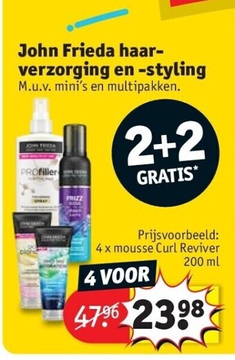 Kruidvat John frieda haarverzorging en -styling aanbieding