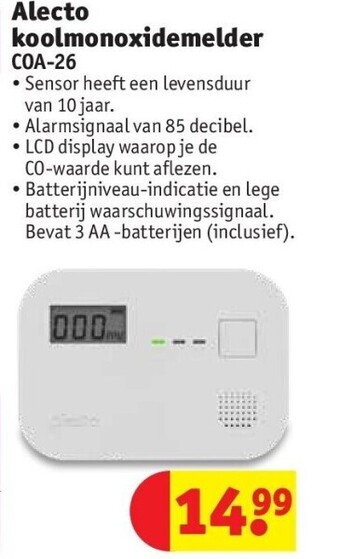 Kruidvat Alecto koolmonoxidemelder aanbieding