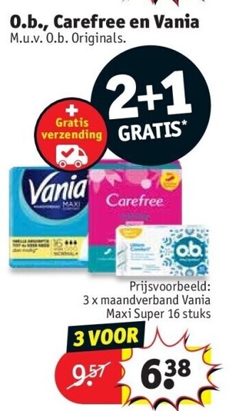 Kruidvat O.b., carefree en vania aanbieding