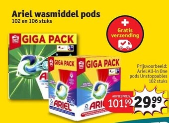 Kruidvat Ariel wasmiddel pods aanbieding