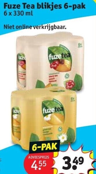 Kruidvat Fuze tea blikjes 6-pak aanbieding