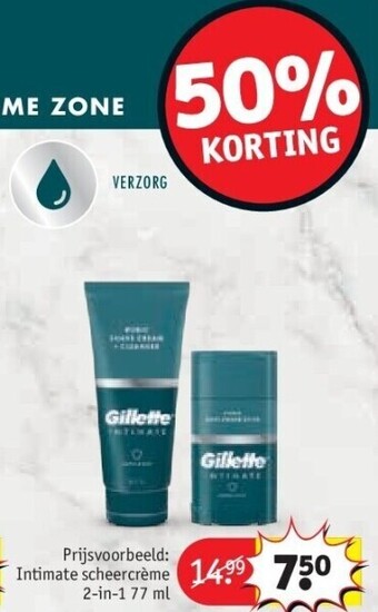 Kruidvat Intimate scheercrème 2-in-1 77 ml aanbieding