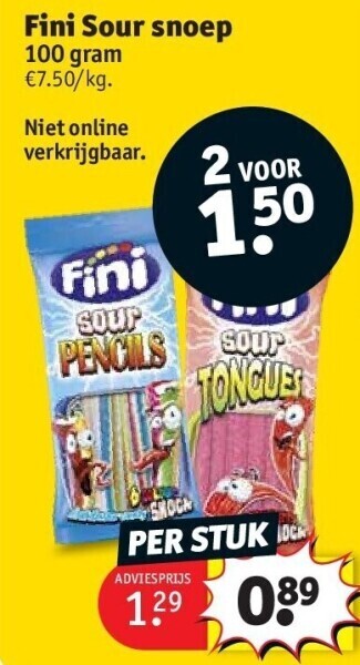 Kruidvat Fini sour snoep aanbieding