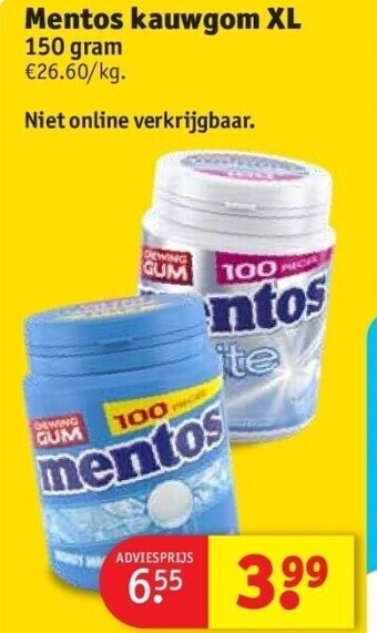 Kruidvat Mentos kauwgom xl aanbieding