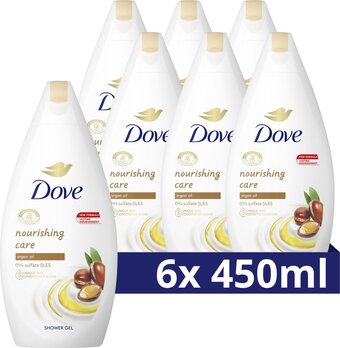 Bol.com Dove nourishing care douchegel - 6 x 450 ml - voordeelverpakking aanbieding