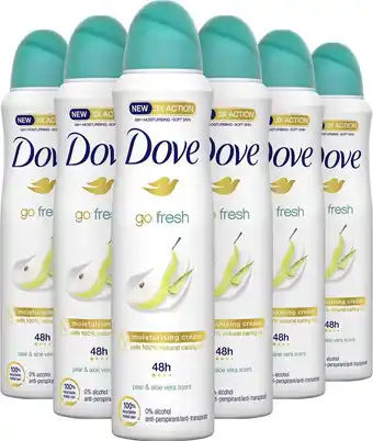 Bol.com Dove go fresh pear & aloë vera anti-transpirant deodorant - 6 x 150 ml - voordeelverpakking aanbieding