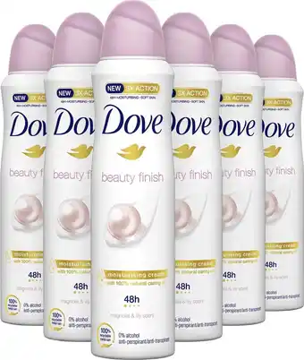 Bol.com Dove beauty finish anti-transpirant deodorant - 6 x 150 ml - voordeelverpakking aanbieding
