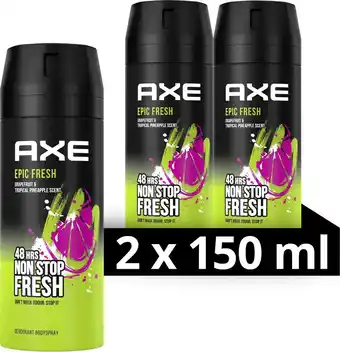 Bol.com Axe epic fresh deodorant bodyspray - 2 x 150 ml - voordeelverpakking aanbieding