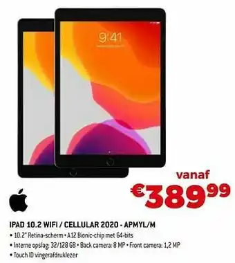 Apple ipad 10.2 wifi - cellular 2020 - apmyl-m