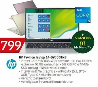 Selexion Hp pavilion laptop 14-dv0001nb aanbieding