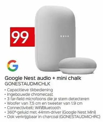 Selexion Google nest audio + mini chalk gonestaudmichlk aanbieding