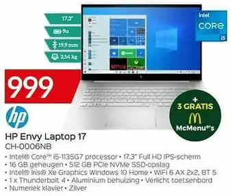 Selexion Hp envy laptop 17 ch-0006nb aanbieding