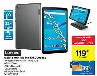 Carrefour Lenovo tablet smart tab m8 za5c0063se aanbieding