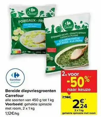 Carrefour Gehakte spinazie met room aanbieding