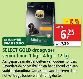 Maxi Zoo Select gold droogvoer senior hond aanbieding