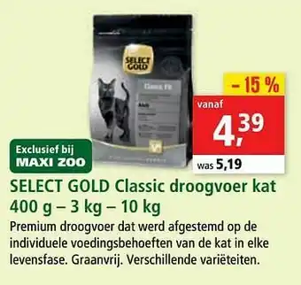 Maxi Zoo Select gold classic droogvoer aanbieding