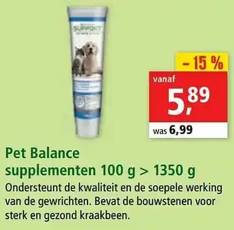 Pet balance supplementen