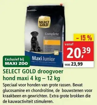 Maxi Zoo Select gold droogvoer hond maxi aanbieding