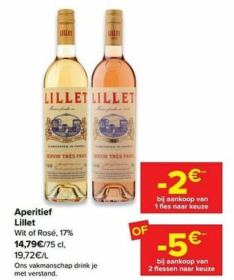 Carrefour Aperitief lillet wit of rosé aanbieding