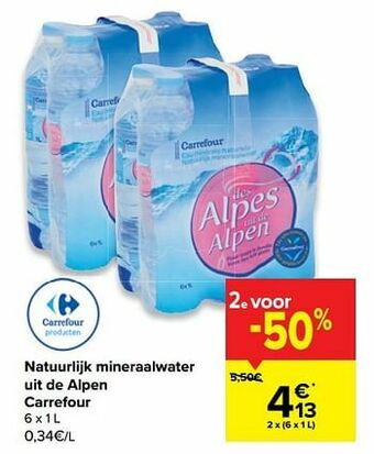 Carrefour Natuurlijk mineraalwater uit de alpen carrefour aanbieding