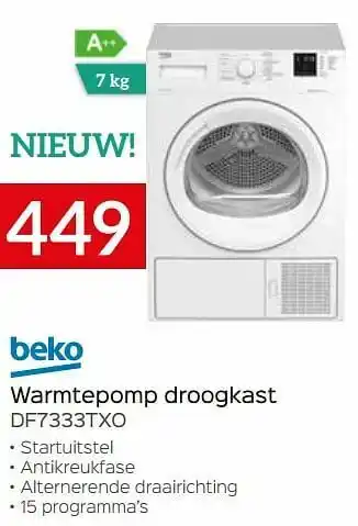 Selexion Beko warmtepomp droogkast df7333txo aanbieding