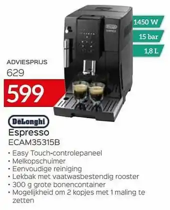 Delonghi espresso ecam35315b