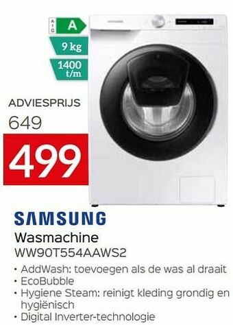 Selexion Samsung wasmachine ww90t554aaws2 aanbieding