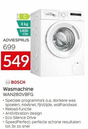 Selexion Bosch wasmachine wan280v8fg aanbieding